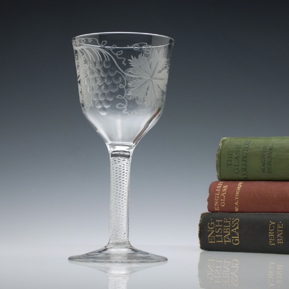 Engraved Georgian Air twist Glass Goblet c1740