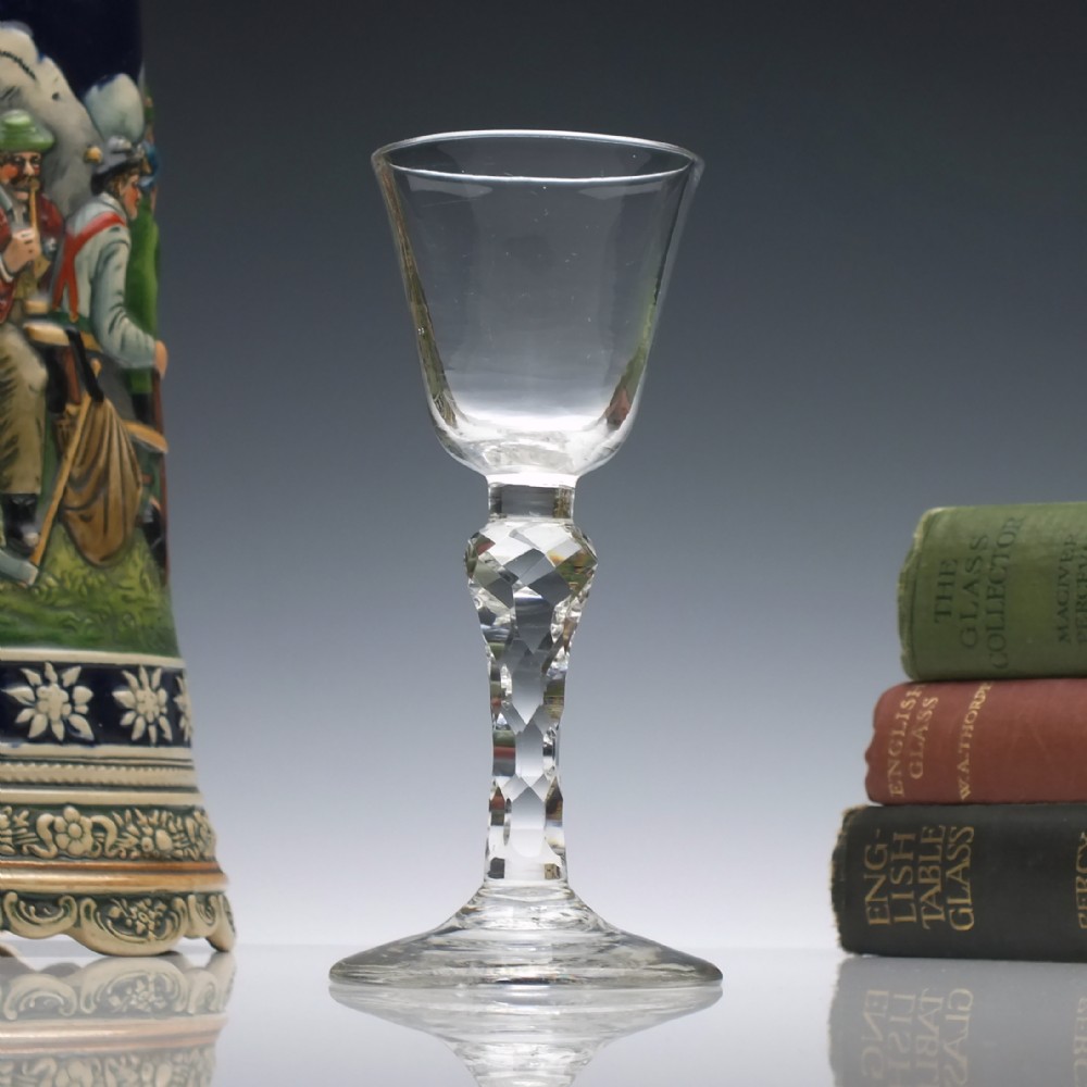 Georgian Facet Cut Wine Glass c1780