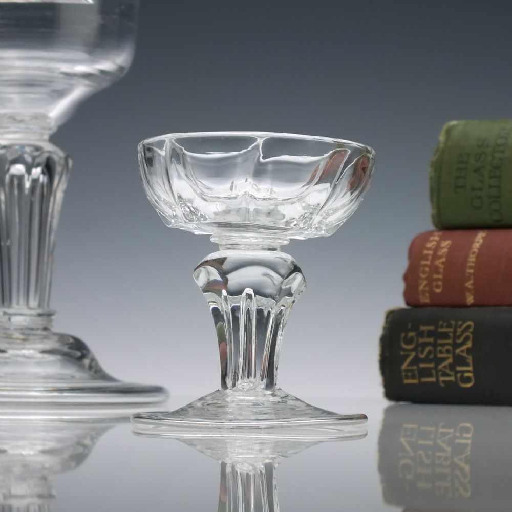 Short Moulded Georgian Pedestal Stem Glass Sweetmeat c1745