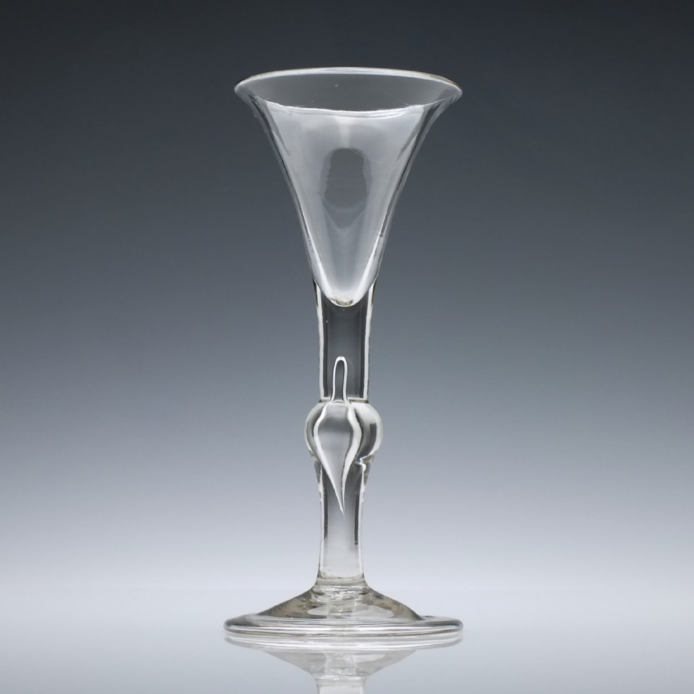 Georgian Kit Kat balustroid wine glass c1740