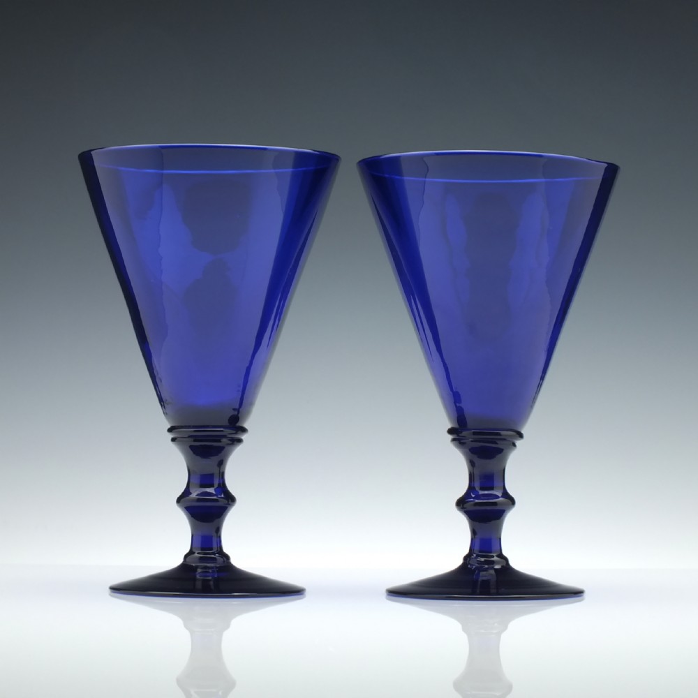 Pair of 19th Century Blue Glass Rummers c1860