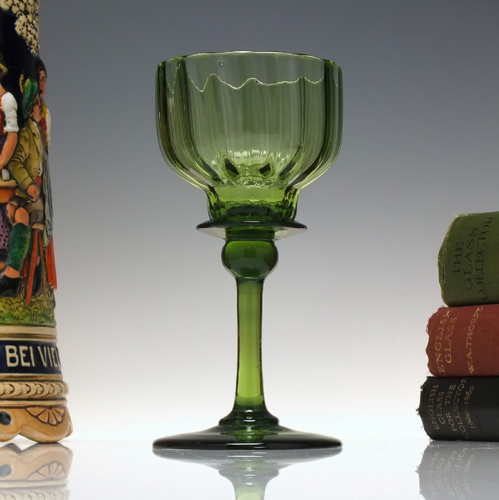 Rare Antique Richardson Apple Green Wine Glass c1840