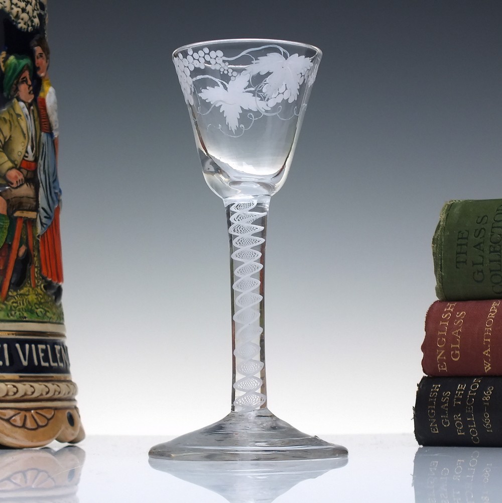 Beilby Enamelled Opaque Twist Wine Glass c1765
