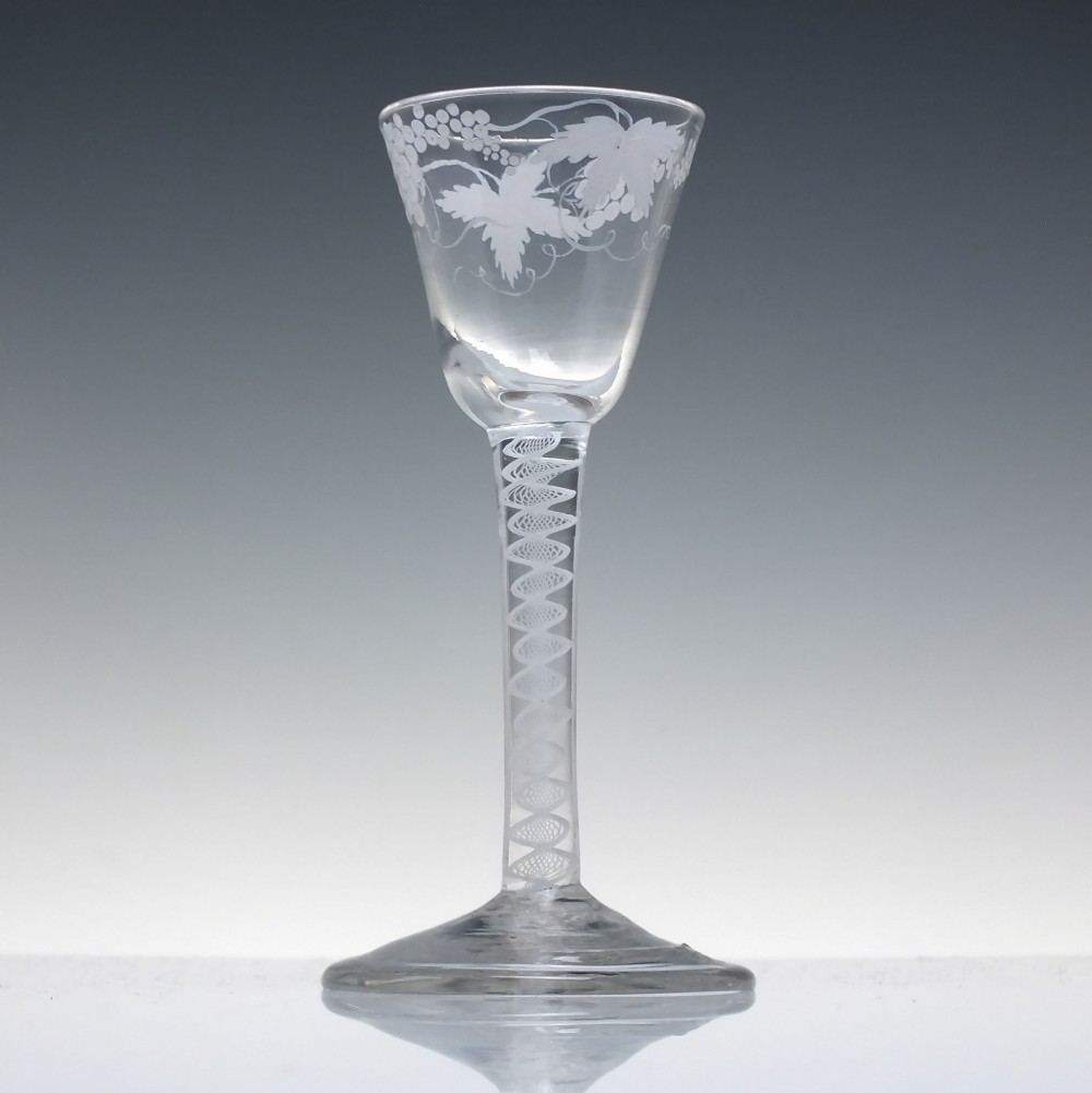 Beilby Enamelled Opaque Twist Wine Glass c1765 View II