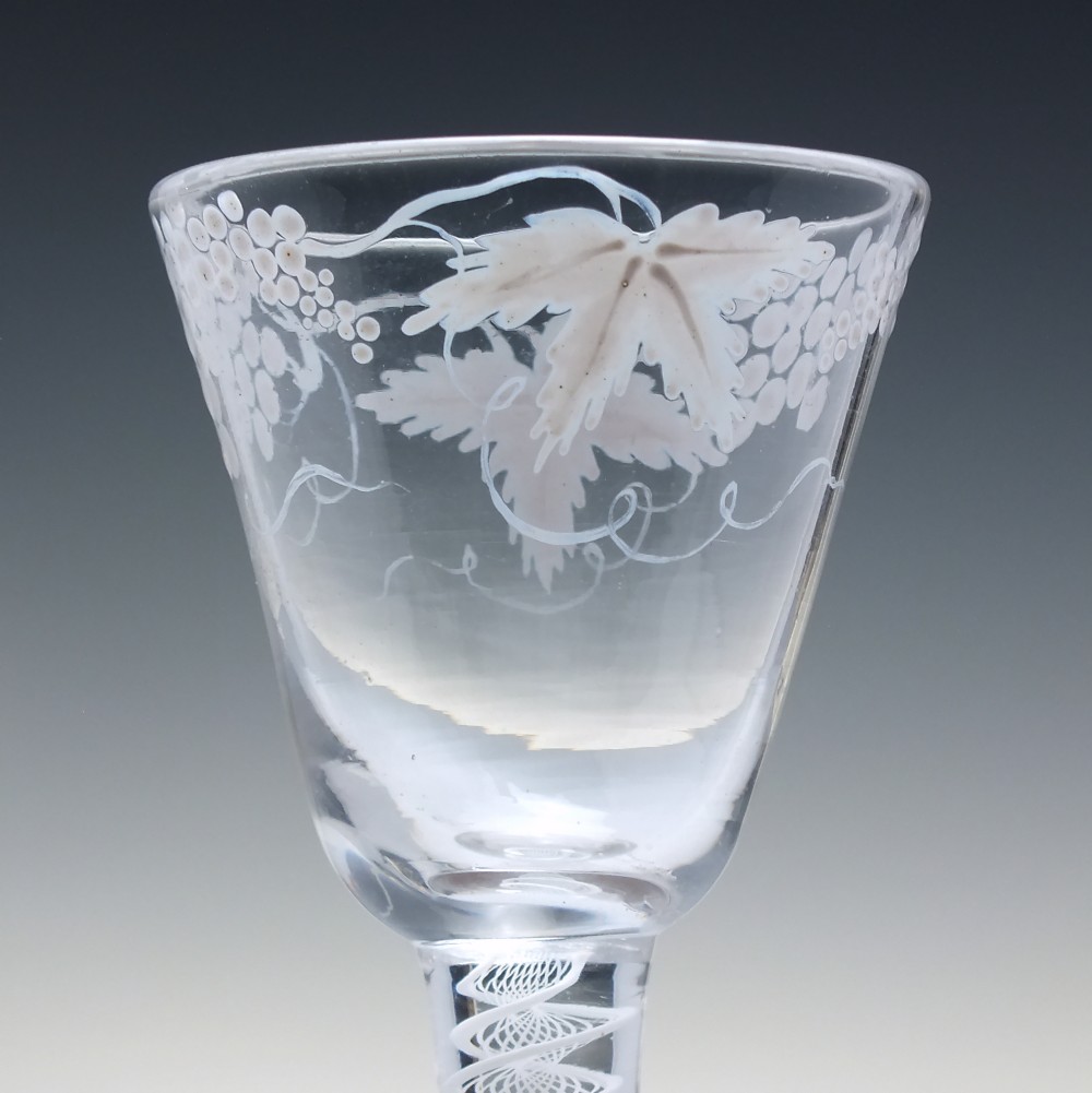 Beilby Enamelled Opaque Twist Wine Glass c1765 View IV