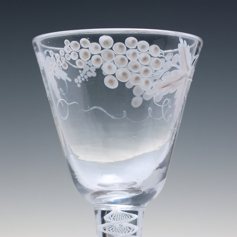 Beilby Enamelled Opaque Twist Wine Glass c1765 View V