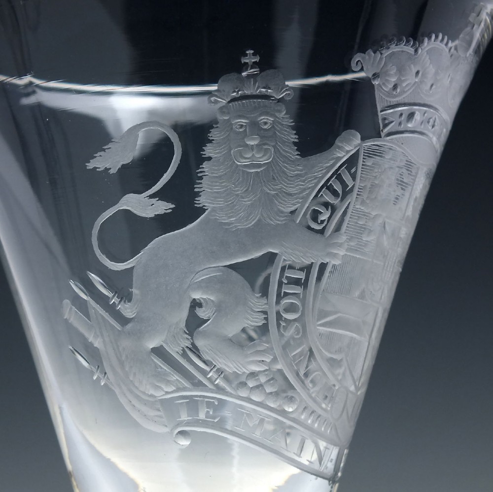 Rare 18th Century Heraldic Armorial Light Baluster Wine Goblet c1755 View VI