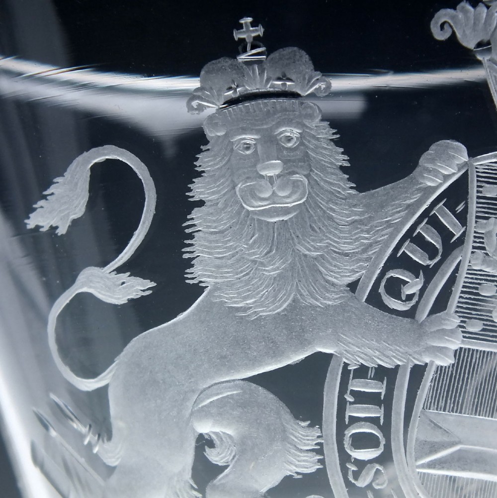Rare 18th Century Heraldic Armorial Light Baluster Wine Goblet c1755 View VII