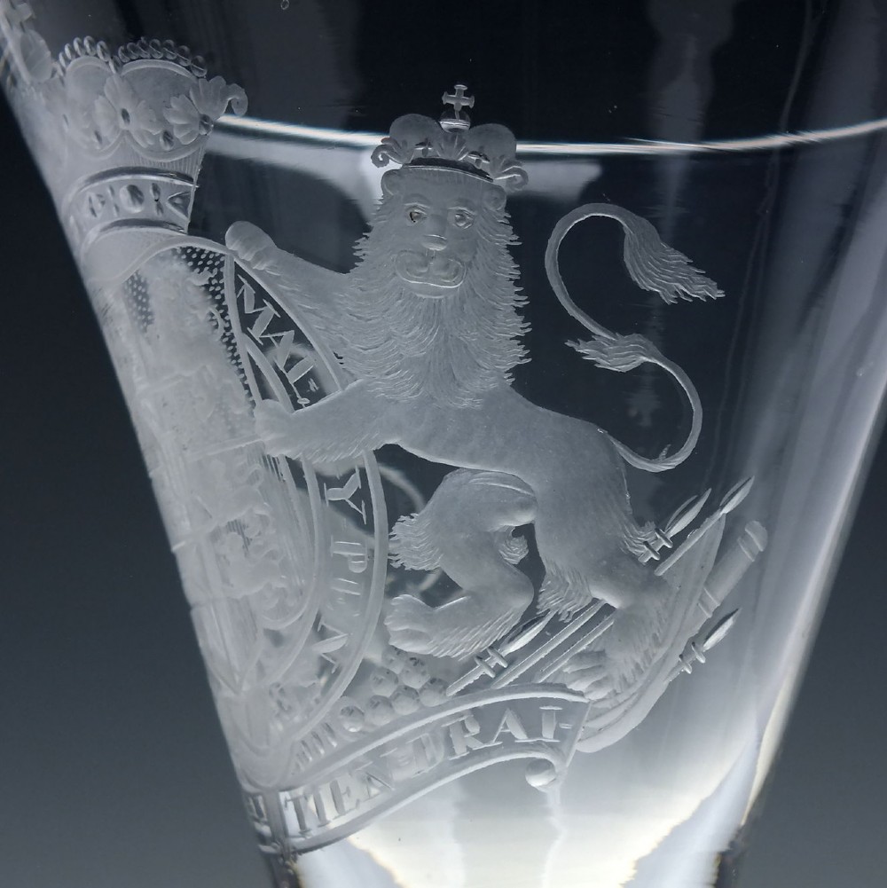 Rare 18th Century Heraldic Armorial Light Baluster Wine Goblet c1755 View VIII