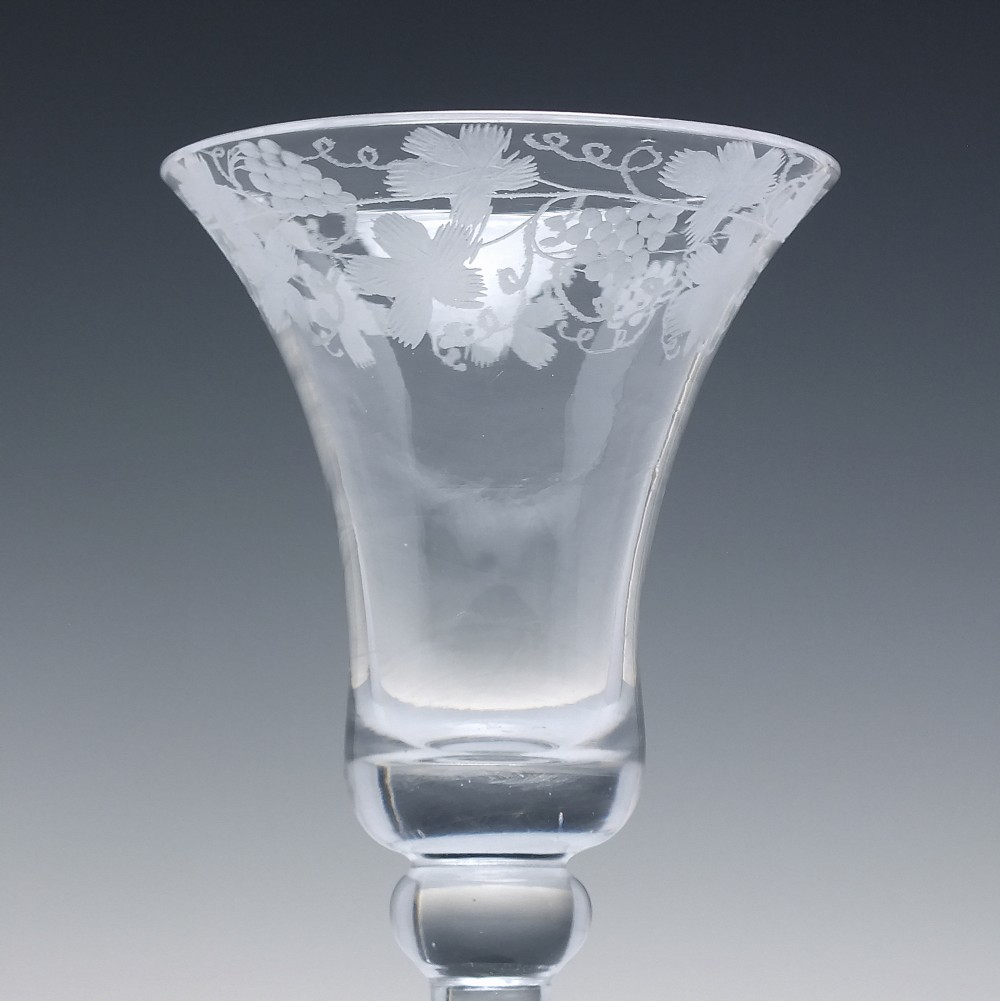 Georgian Engraved Light Baluster Wine Glass c1735-40 View III