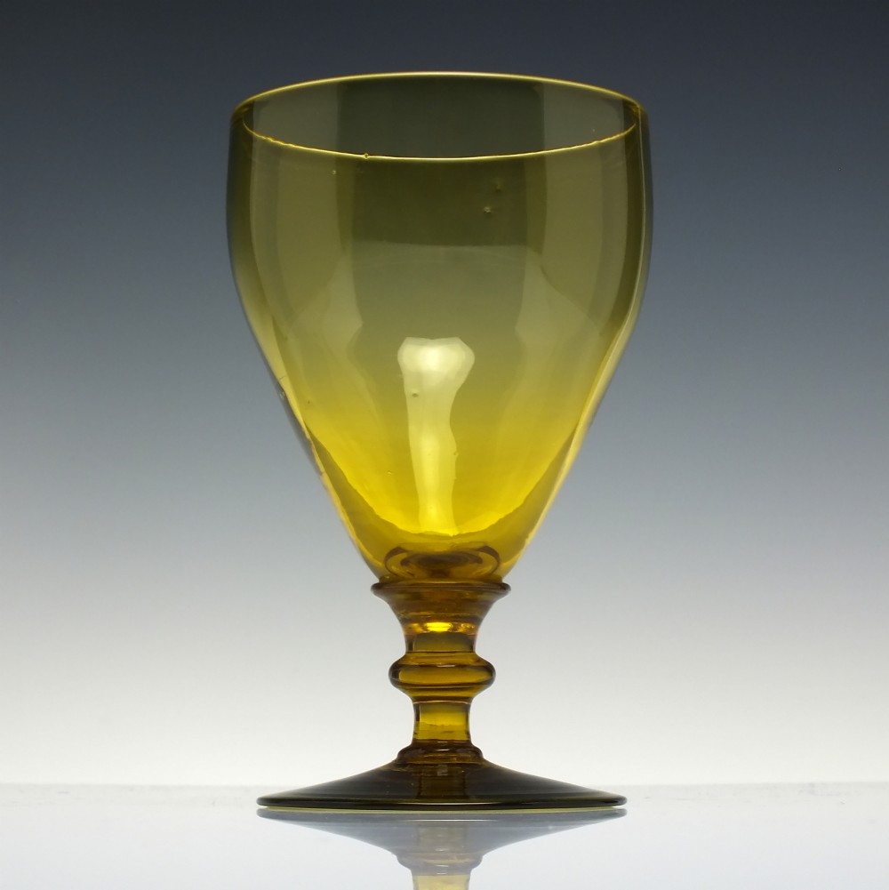Large Antique Vaseline Glass Wine Goblet c1920 View II