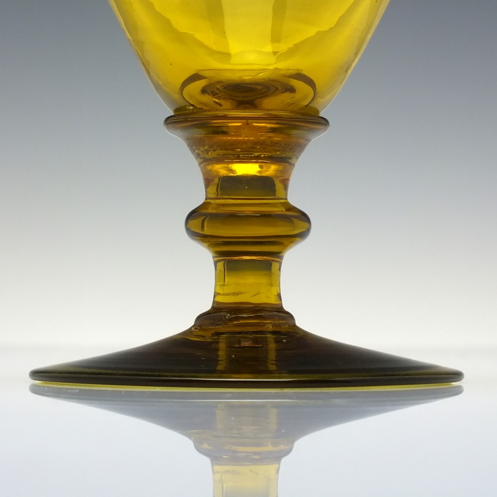 Large Antique Vaseline Glass Wine Goblet c1920 View III