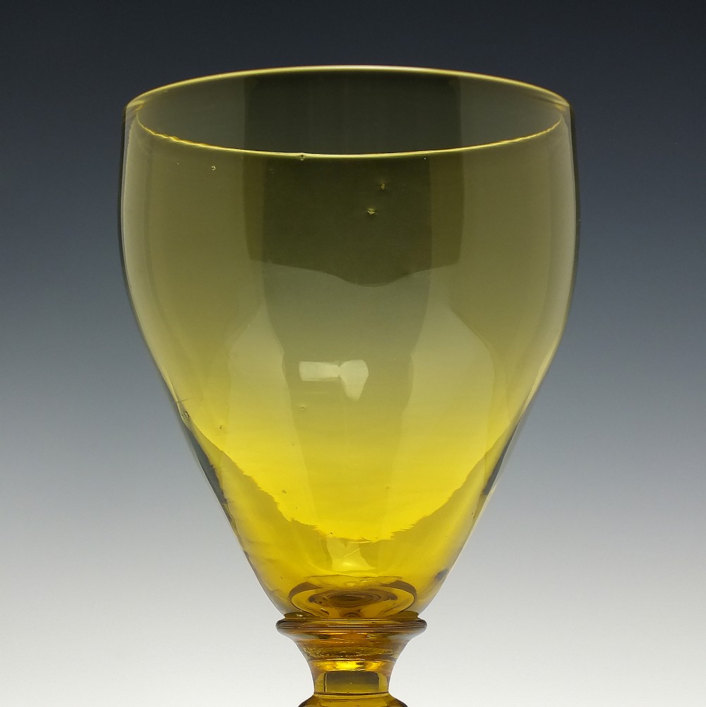 Large Antique Vaseline Glass Wine Goblet c1920 View IV