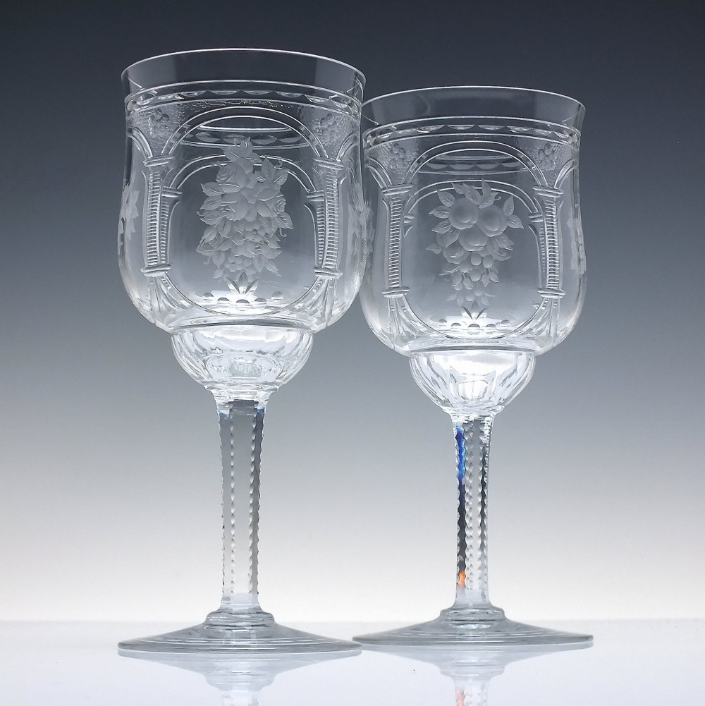 A Rare Set of Six Art Nouveau Baccarat Vallee Large Red Wine Goblets c1902-10 View II
