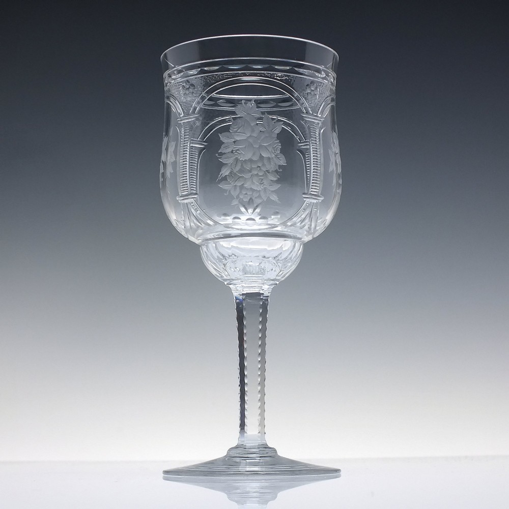 A Rare Set of Six Art Nouveau Baccarat Vallee Large Red Wine Goblets c1902-10 View III