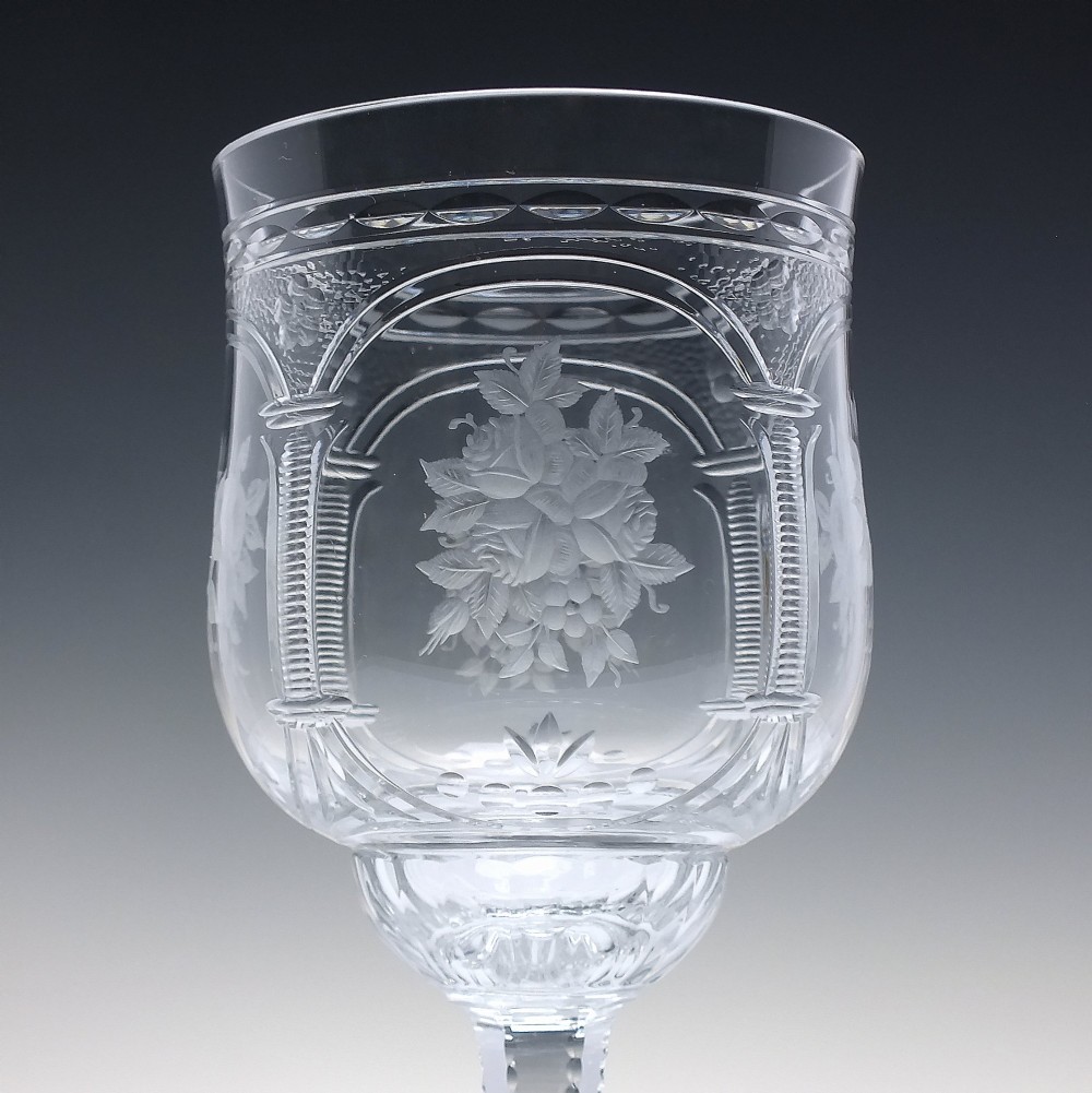 A Rare Set of Six Art Nouveau Baccarat Vallee Large Red Wine Goblets c1902-10 View IV
