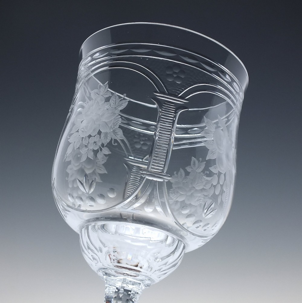 A Rare Set of Six Art Nouveau Baccarat Vallee Large Red Wine Goblets c1902-10 View VIII