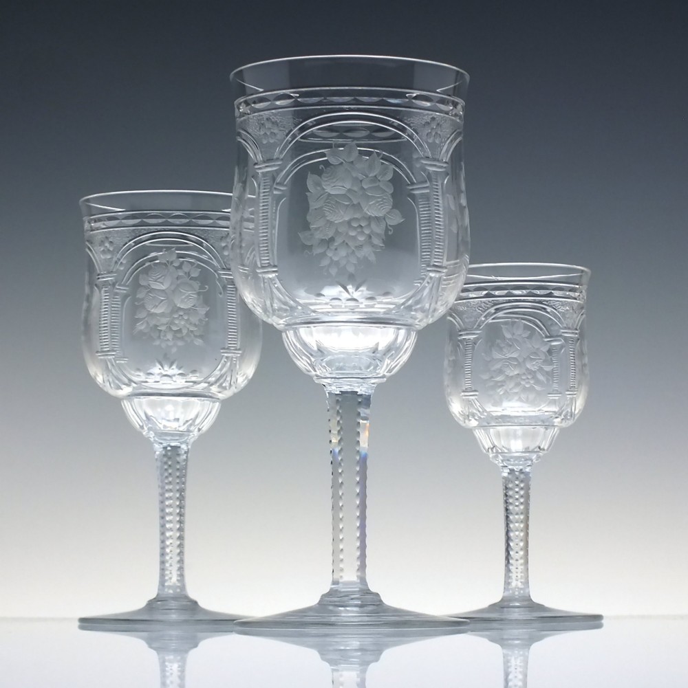A Rare Set of Six Art Nouveau Baccarat Vallee Large Red Wine Goblets c1902-10 View XII