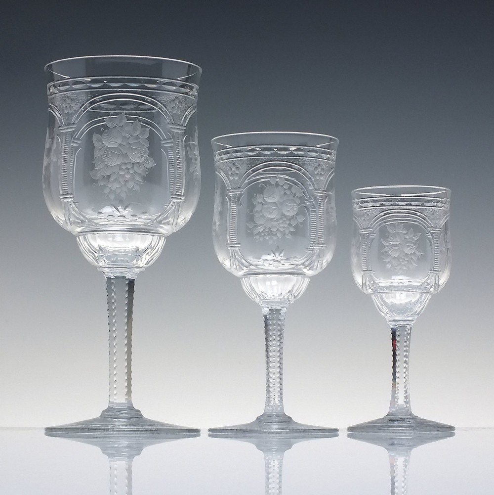A Rare Set of Six Art Nouveau Baccarat Vallee Large Red Wine Goblets c1902-10 View XIII