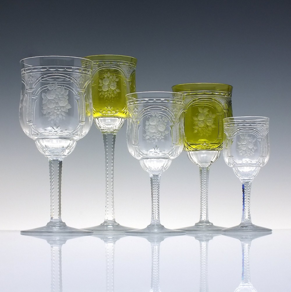 A Rare Set of Six Art Nouveau Baccarat Vallee Large Red Wine Goblets c1902-10 View XIV
