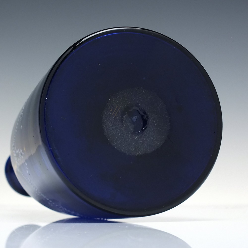 19th Century Enamelled Bohemian Blue Glass Taper Decanter c1820-30 View VI