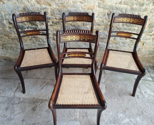SET OF FOUR BRASS INLAID CHAIRS CIRCA 1820 - ADDITIONAL PHOTO 1