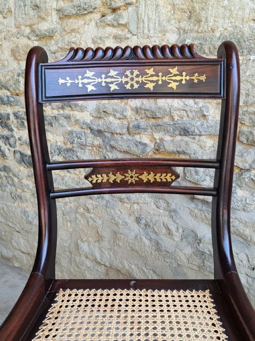SET OF FOUR BRASS INLAID CHAIRS CIRCA 1820 - ADDITIONAL PHOTO 3