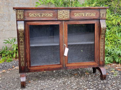 ROSEWOOD BRASS INLAID BOOKCASE CIRCA 1830 - ADDITIONAL PHOTO 1