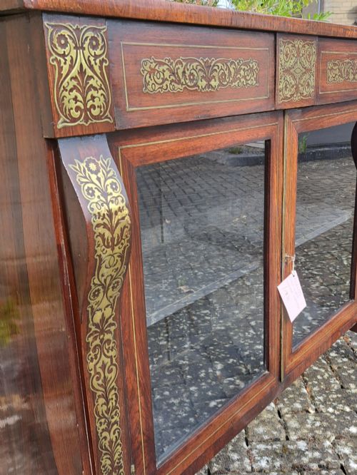ROSEWOOD BRASS INLAID BOOKCASE CIRCA 1830 - ADDITIONAL PHOTO 4