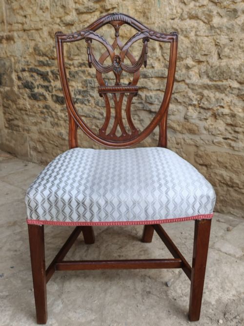 WALNUT SHIELD BACK SIDE CHAIR CIRCA 1790