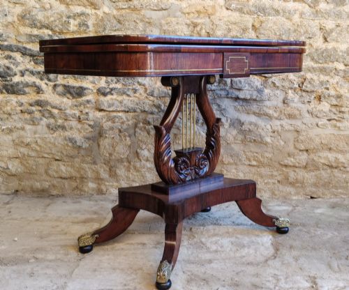 ROSEWOOD LYRE TEA TABLE CIRCA 1820 - ADDITIONAL PHOTO 8