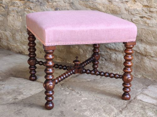 ROSEWOOD BOBBIN LEG STOOL CIRCA 1850