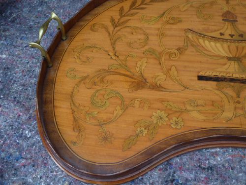 SATINWOOD AND MARQUETRY TRAY BY EDWARDS AND ROBERTS - ADDITIONAL PHOTO 3