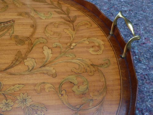 SATINWOOD AND MARQUETRY TRAY BY EDWARDS AND ROBERTS - ADDITIONAL PHOTO 4