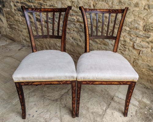 PAIR OF MARQUETRY SIDE CHAIRS CIRCA 1820 - ADDITIONAL PHOTO 1