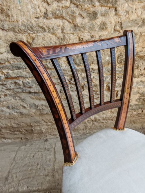 PAIR OF MARQUETRY SIDE CHAIRS CIRCA 1820 - ADDITIONAL PHOTO 4