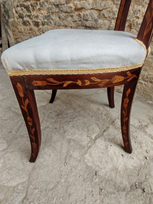 PAIR OF MARQUETRY SIDE CHAIRS CIRCA 1820 - ADDITIONAL PHOTO 6