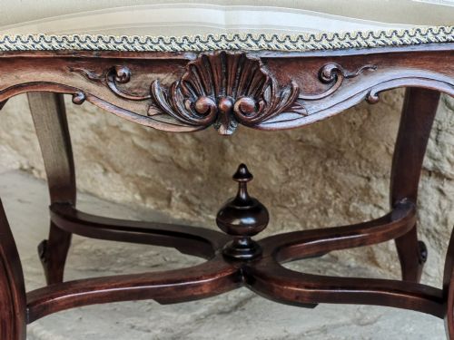 MAHOGANY ROCOCO STYLE STOOL CIRCA 1870 - ADDITIONAL PHOTO 4
