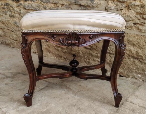 MAHOGANY ROCOCO STYLE STOOL CIRCA 1870 - ADDITIONAL PHOTO 6