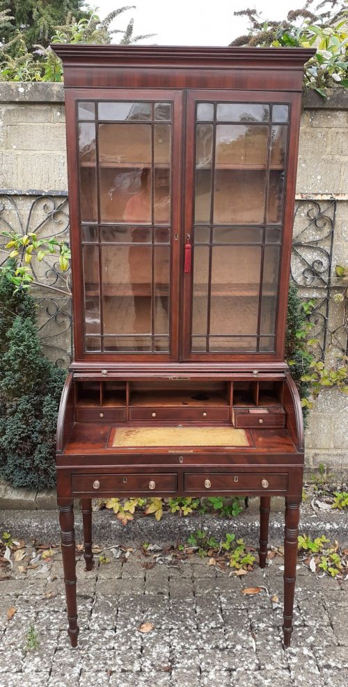 MAHOGANY BOOKCASE BUREAU BY TUDOR BURREY SHREWSBURY - ADDITIONAL PHOTO 2