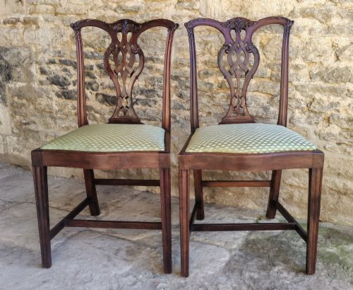 pair of mahogany chippendale style chairs circa 1890 - CATEGORY: ANTIQUE CHAIRS - DATED 19TH CENTURY