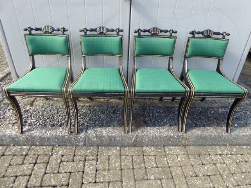 SET OF FOUR EBONISED REGENCY CHAIRS