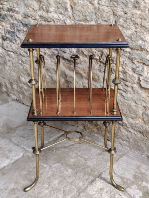 Regency Mahogany and Brass Magazine Table / Rack