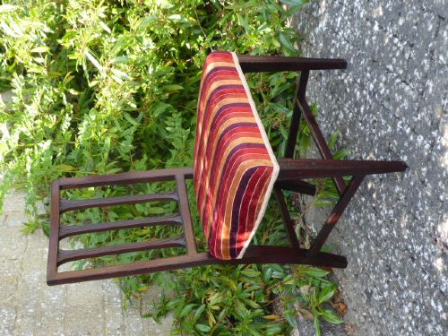 Set of four late 18th-century Georgian mahogany dining chairs featuring pierced vertical splat backs and striped upholstered seats. View II