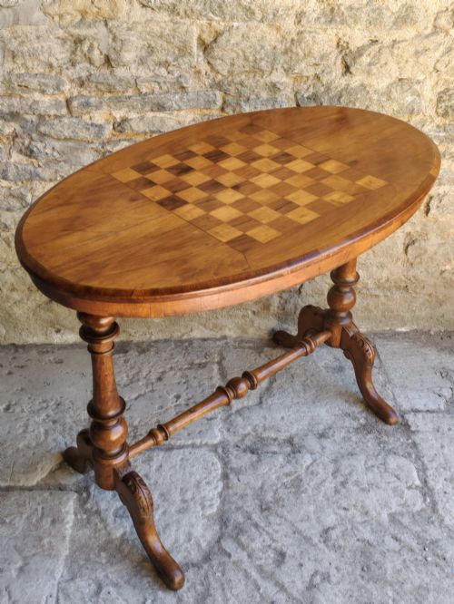 Walnut Chess Top Table - Late 19th Century