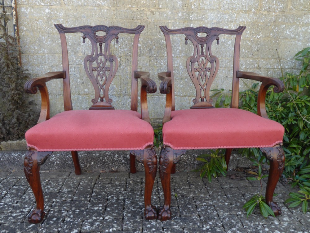 Pair of Chippendale style carvers circa 1890