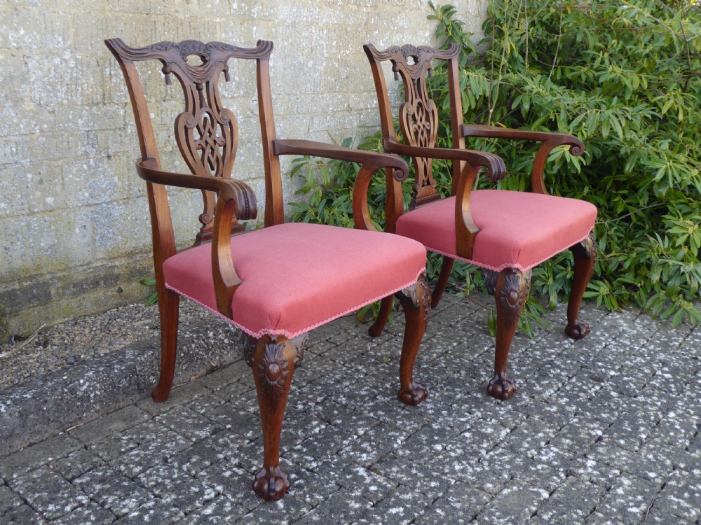 Pair of Chippendale style carvers circa 1890 View II