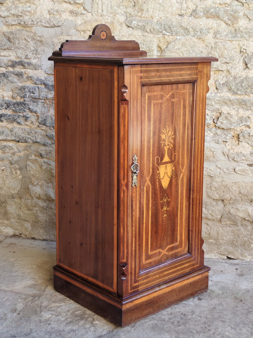 Victorian mahogany and marquetry bedside cabinet View II