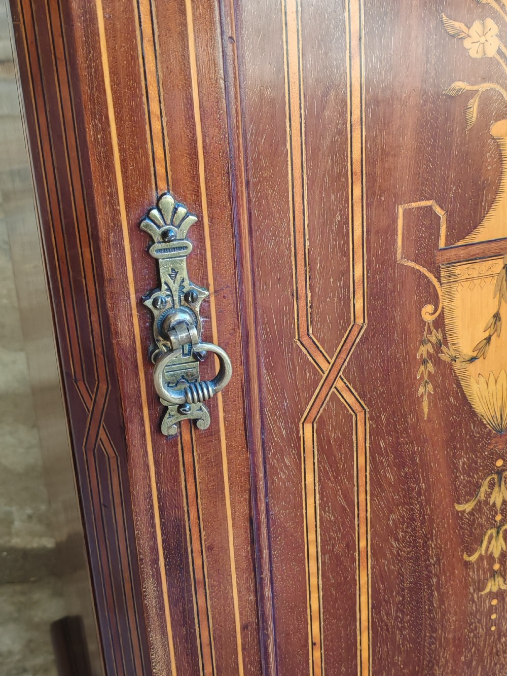 Victorian mahogany and marquetry bedside cabinet View V