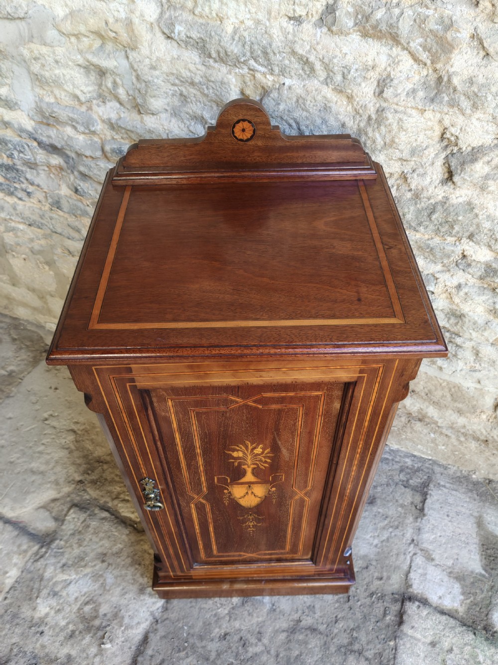 Victorian mahogany and marquetry bedside cabinet View VI
